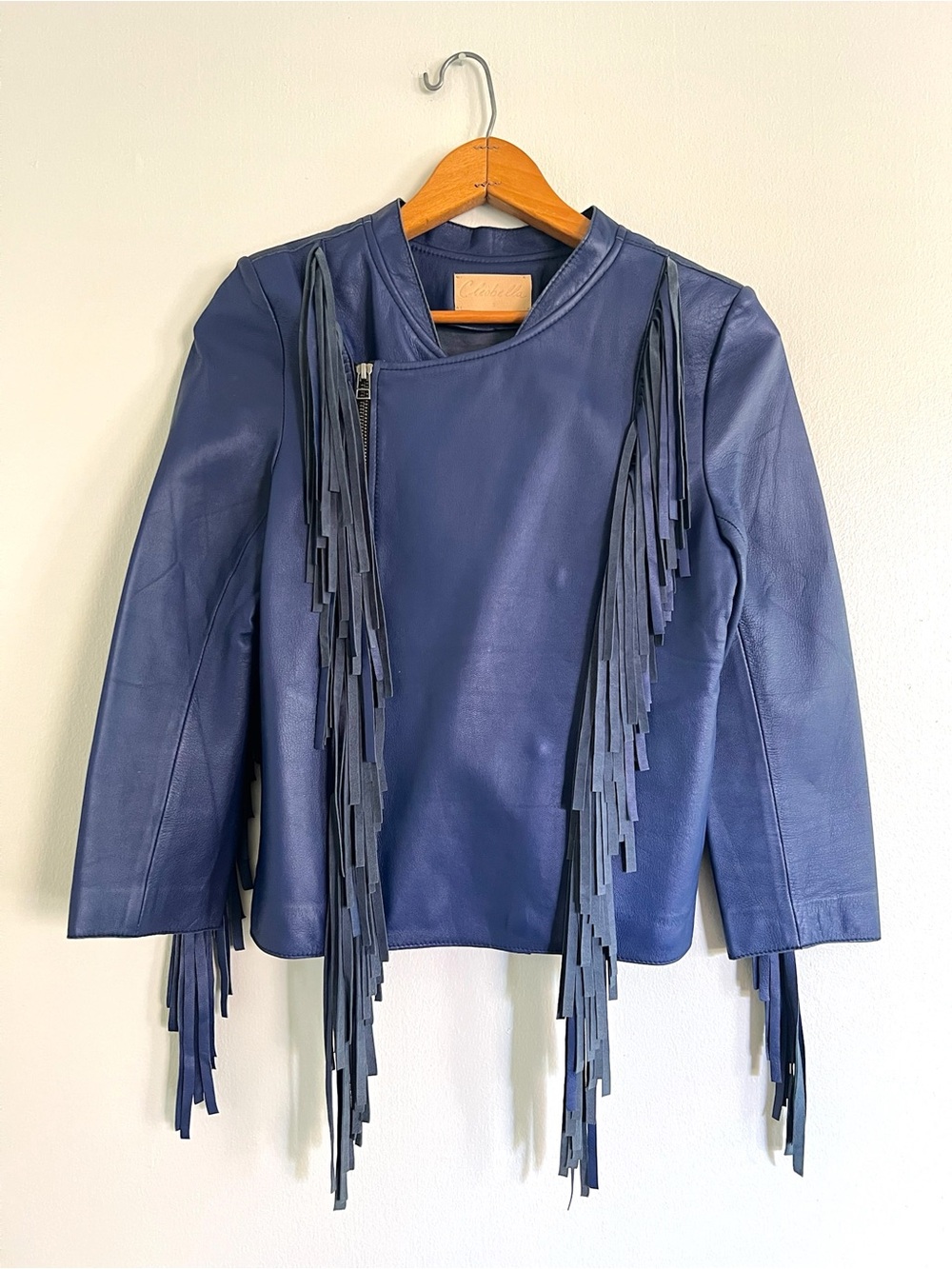 Cleobella Everly Fringe Leather Jacket Asymmetrical Zip Boho